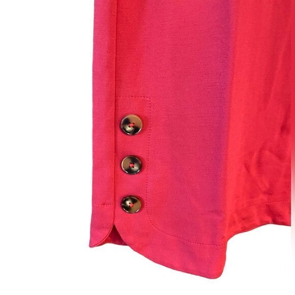 Chico’s Sz 0/Sm Solid Pink Side Button Detail Spandex Short Sleeve T-Shirt - Picture 4 of 6
